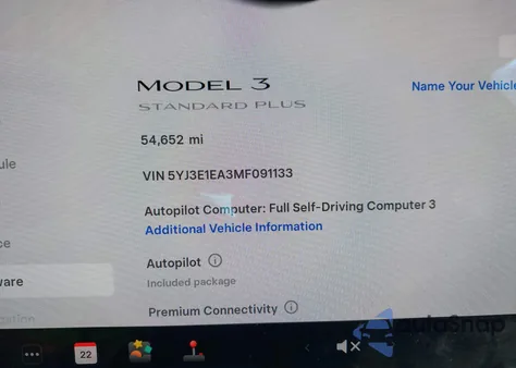 2021 Tesla Model 3 Standard Range Plus Rear-Wheel Drive из США, поврежденный, VIN 5YJ3E1EA3MF091133